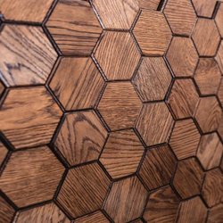 Деревянная мозаика для стен Wood Mosaic Соты фаска