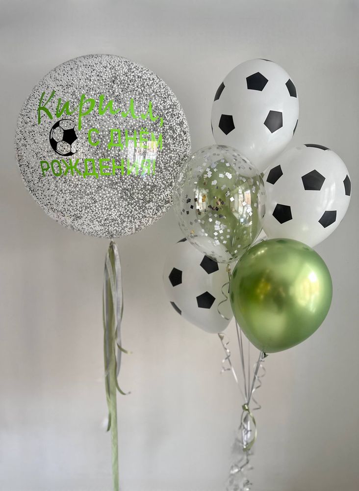Воздушные шары футбол/зеленый/снег №4904