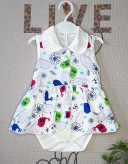 Боди платье Птички (белый)