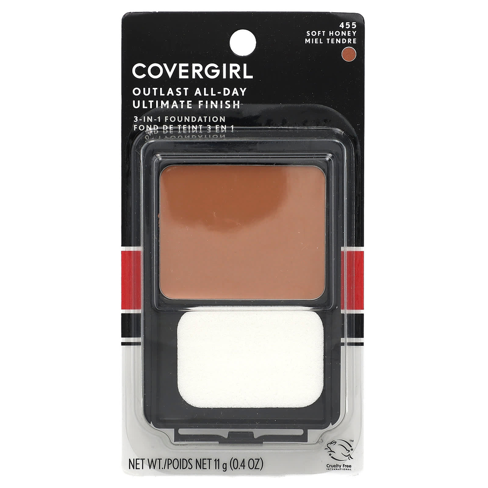 Covergirl, Outlast All-Day Ultimate Shine, тональный крем 3 в 1, оттенок 455 «Медовый», 11 г (0,4 унции)