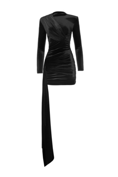 «Velvet case» Платье мини с драпировками из бархата.