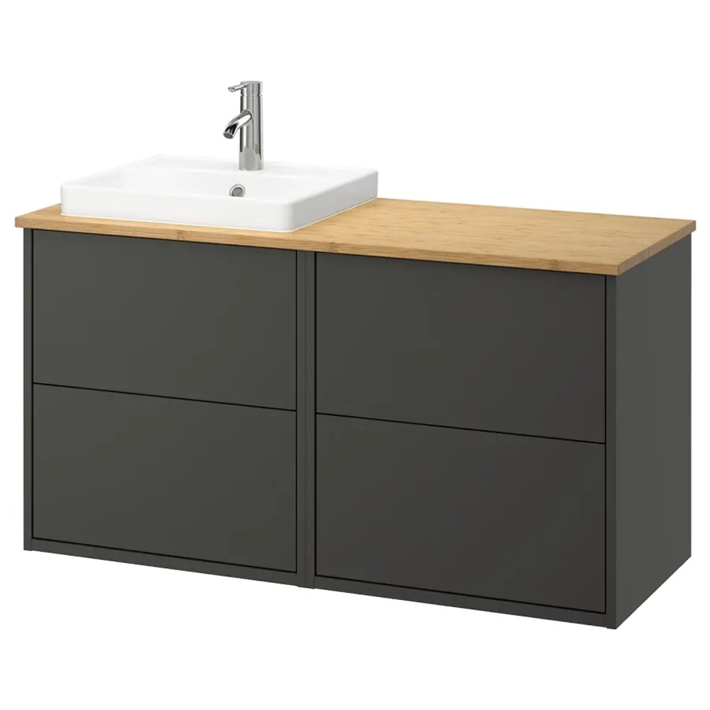 Тумба для ванной  - HAVBÄCK / ORRSJÖN/  HAVBАCK / ORRSJОN IKEA/ХАВБЕК / ОРРДЖЕН ИКЕА, 71х122 см, под беленый дуб /черный
