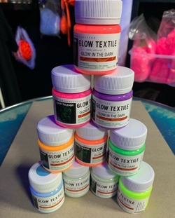 Комплект светящейся в темноте краски для ткани AcidColors Textile для оформления одежды 10 цветов х 50 грамм