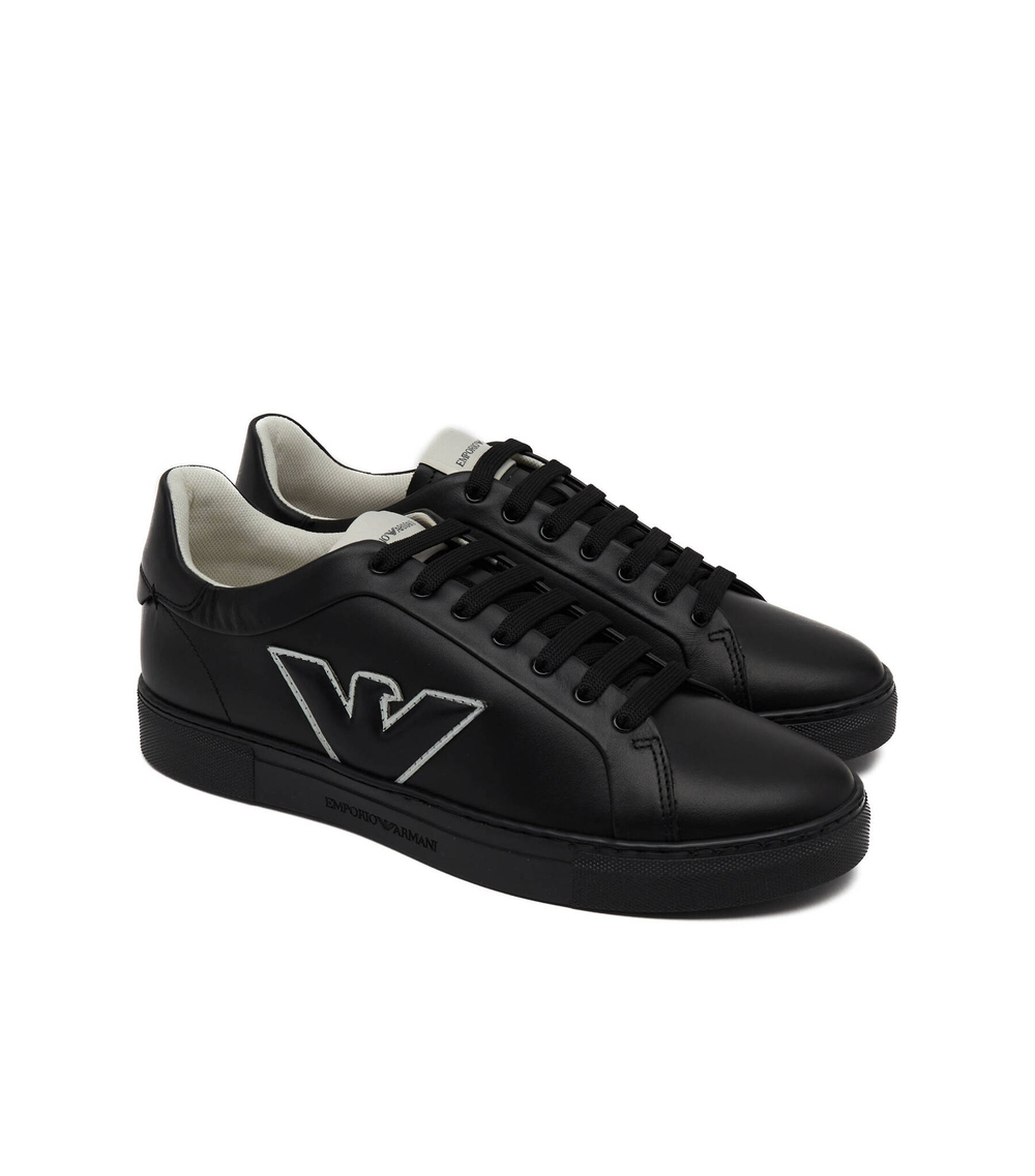 Кожаные кроссовки Emporio Armani - черный(X4X598 XN633)