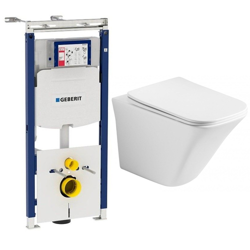 Комплект подвесной безободковый унитаз Ceramica Nova Mono Rimless CN1902 35 x 50 x 36 см с сиденьем Soft Close + инсталляция Geberit Duofix Sigma Plattenbau 111.362.00.5