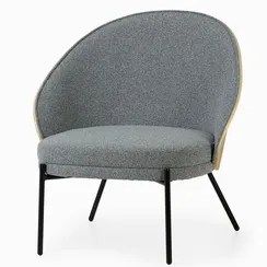 Лаунж-кресло Rosin, серая обивка, шпон ясеня