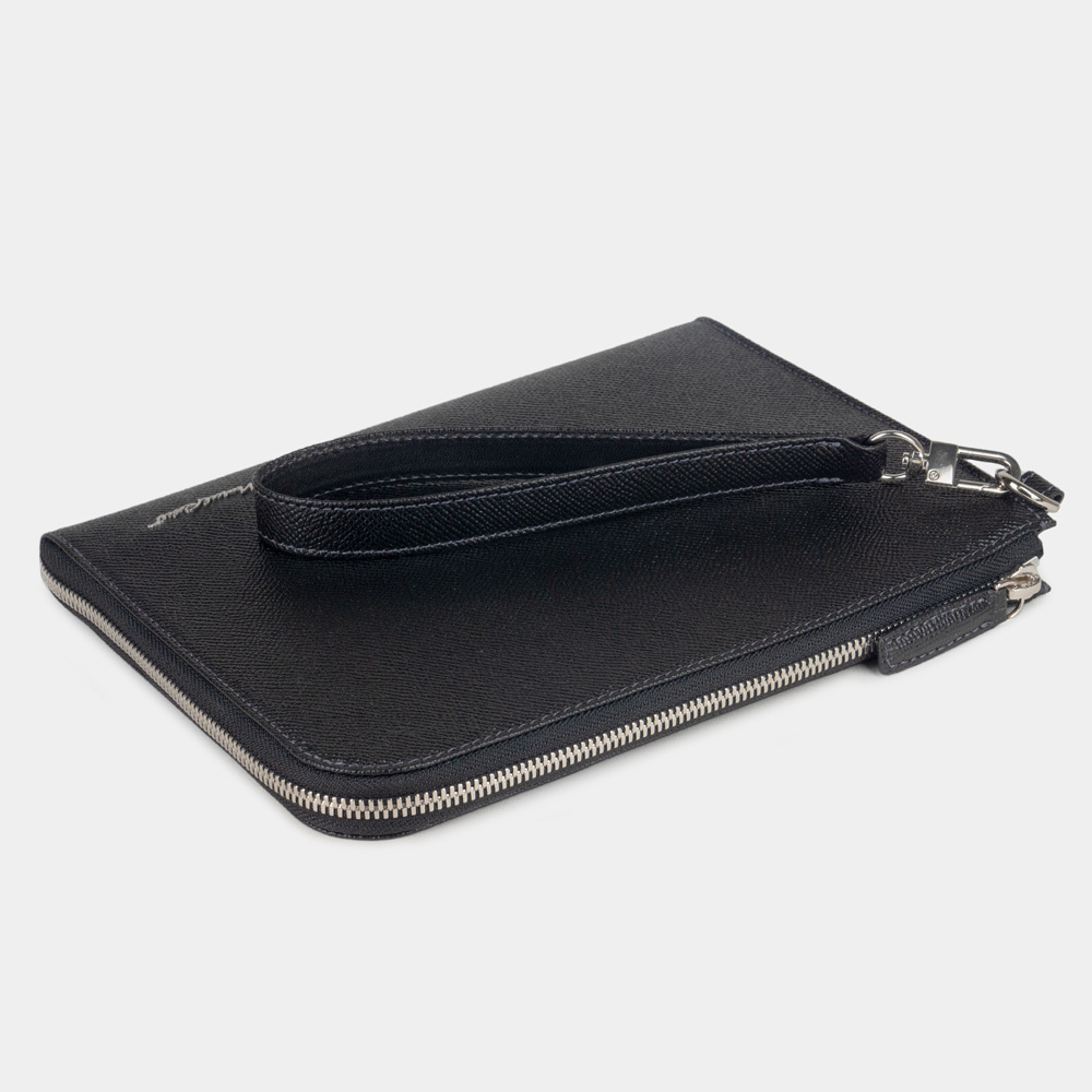 Сумка мужская Hector из кожи сафьяно, черного цвета