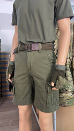 Шорты-карго олива с ремнём