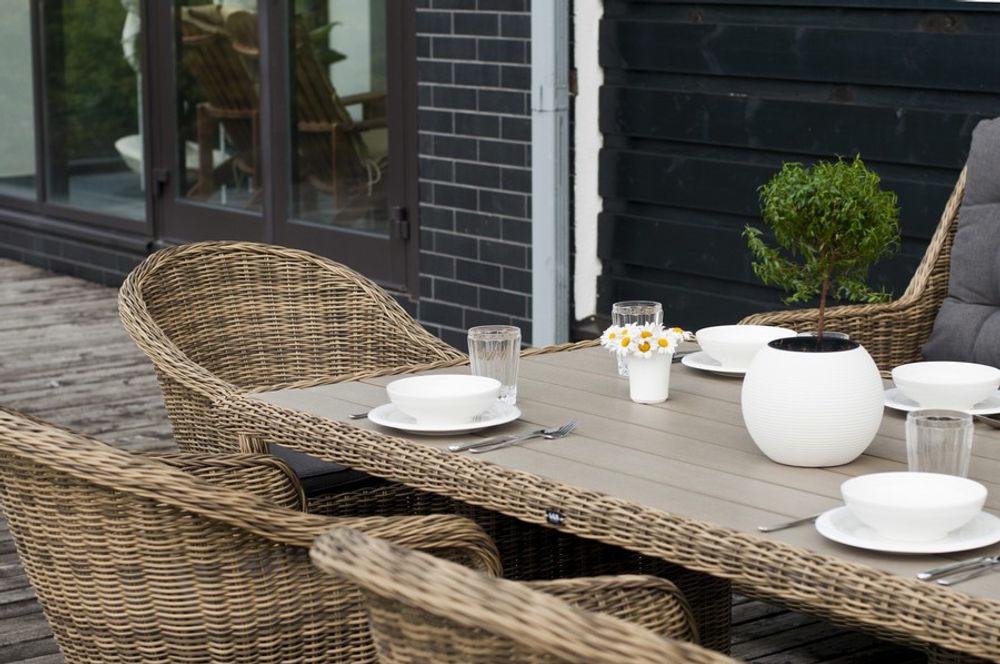 "Бергамо" плетеный обеденный стол, цвет соломенный