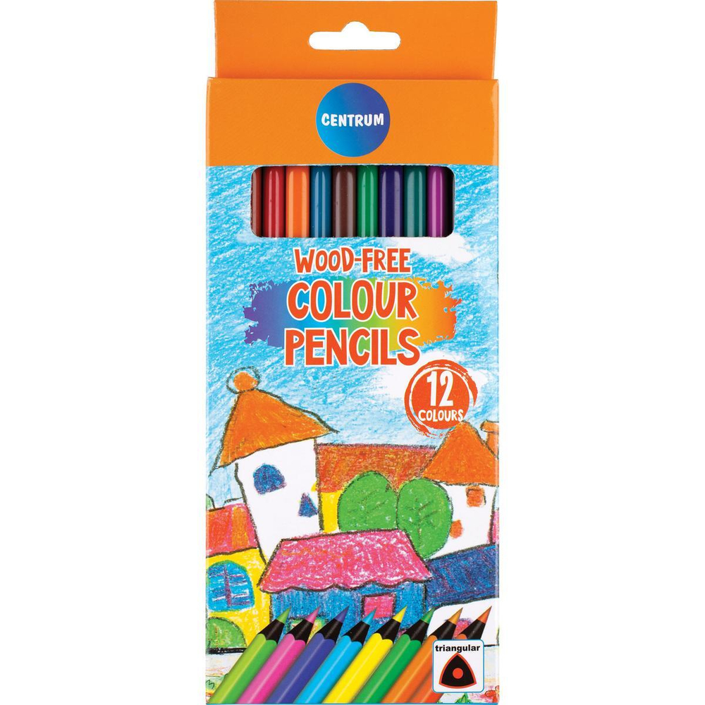 Карандаши 12цв. пластиковые, трехгранные, дл.177мм, в картонной упакет (Центрум)