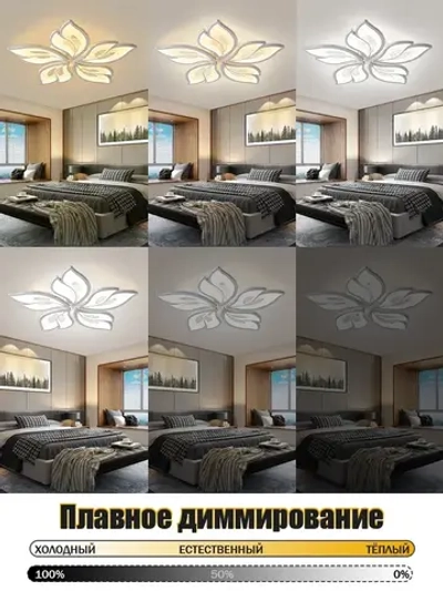 Люстра потолочная светодиодная с пультом,белая,светильник,