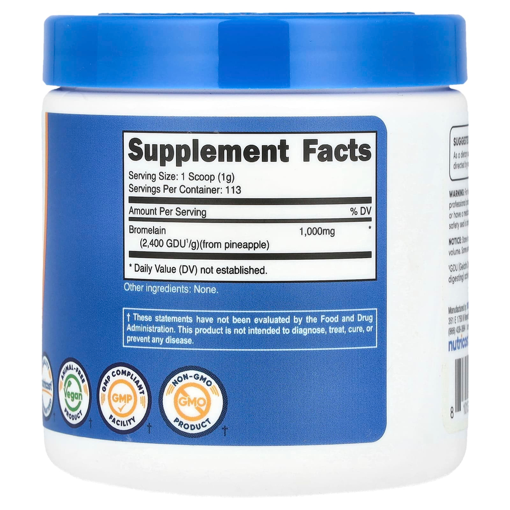 Nutricost, Бромелаин, без добавок, 113 г (4 унции)
