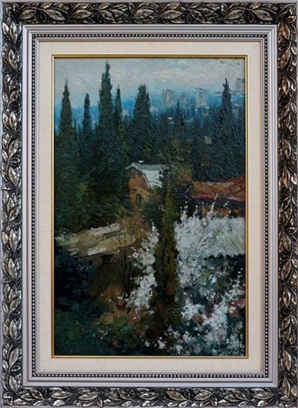 Картина Бочарова С.П. "Весна на улице" картон/масло 50х32