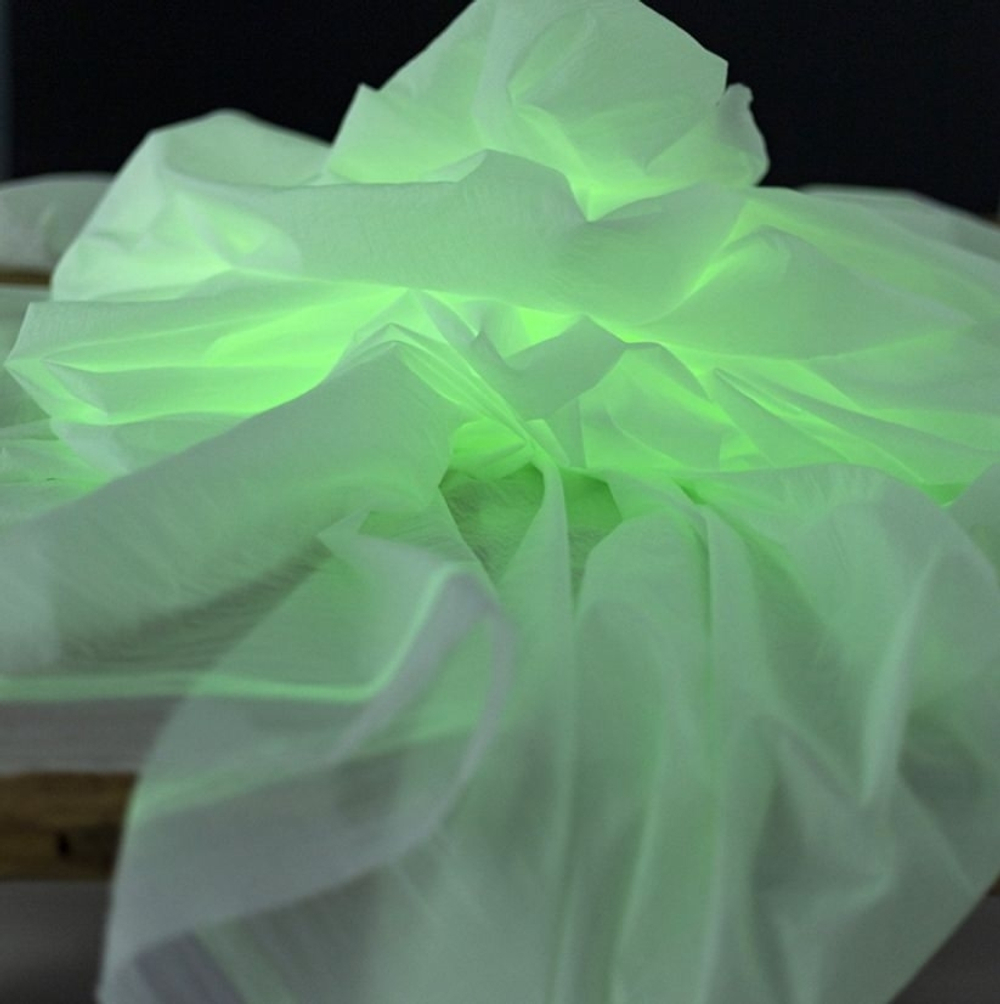 БЕЛЫЙ - Ультратонкая курточная ткань, люминесцентная (светится в темноте зеленым) (1364 Евгения)