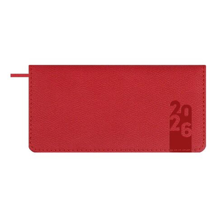 Планинг дат. 2026г 170*88мм 64л., кожзам., тв.пер. "Джут красный" блинт.тисн., ляссе