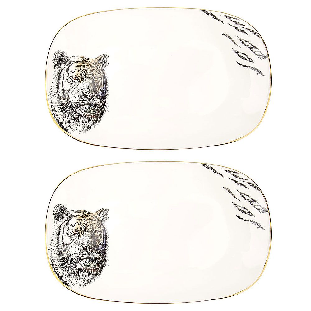 Блюдо сервировочное (с элементами золота) "Саванна/Тигр" 30*19*3см. (min6) (транспортная упаковка)