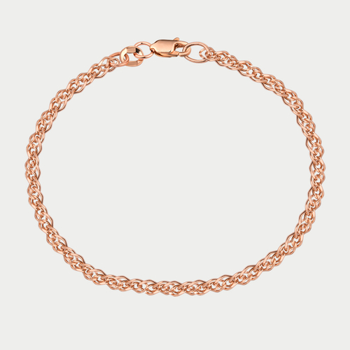 Браслет цепной пустотелый из красного золота 585 пробы с плетением "Нонна" (арт. НБ 12-200ПГ 0.50)