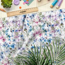 Ткань лён клод моне «танец цветов»