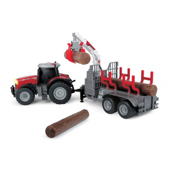 Dickie Farm - трактор Massey Ferguson 8737 с прицепом для бревен Light Sound 3737003