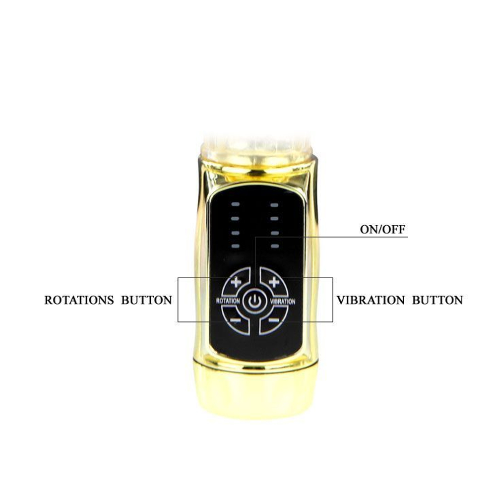 Вибратор Baile Gold Rabbit Prince с ротацией, 21,5 см