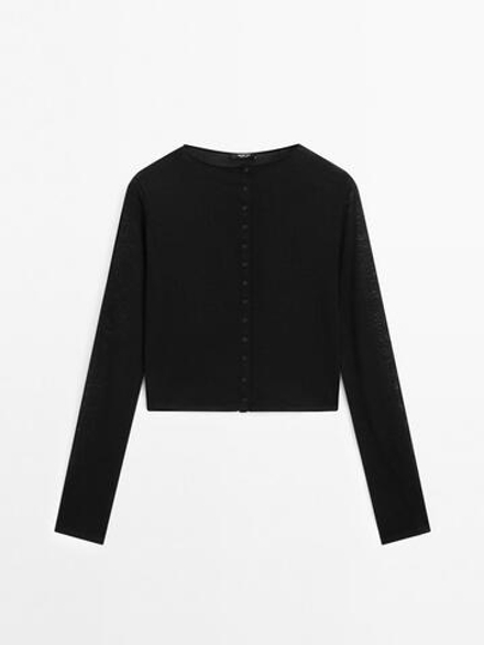 Massimo Dutti Короткий кардиган из смесовой шерсти, черный