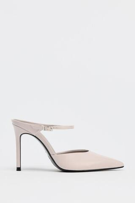 ZARA МЯГКИЕ ТУФЛИ-МЮЛИ С РЕМЕШКОМ, РОЗОВАТЫЙ