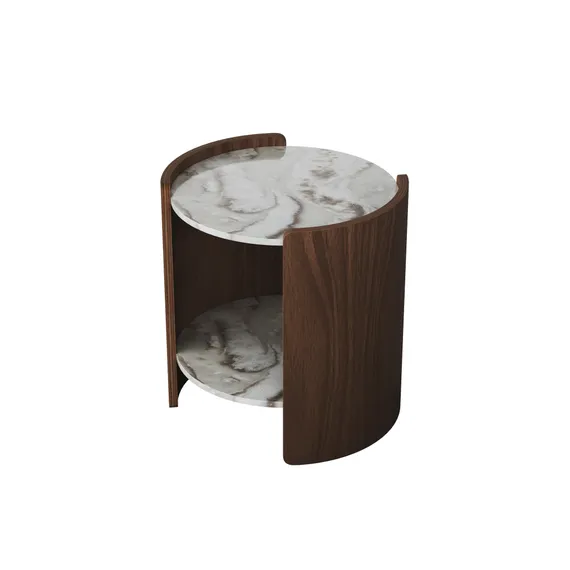 Столик Lagom Stone D 43 см высота 45 см (камень OV2, орех)