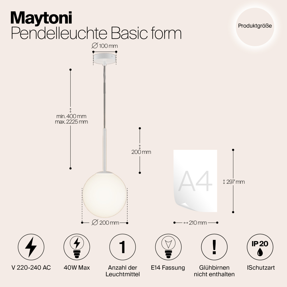 Подвесной светильник Maytoni Basic form MOD321PL-01W1