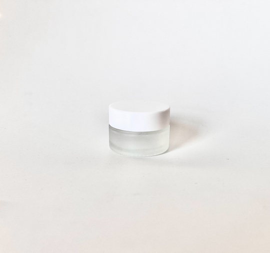 Баночка стеклянная 20 мл белая матовая белая крышка пластик с отсекателем
