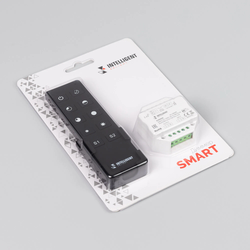 INTELLIGENT ARLIGHT Диммер SMART-SET-TRIAC-601-72-DIM-PD-IN Black (230V, 1x1.5A, ПДУ 10кн, 2.4G) (IARL, IP20 Пластик, 5 лет) 036190
