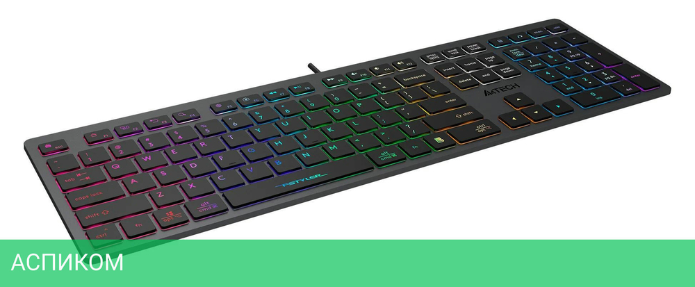 Клавиатура A4Tech Fstyler серый/неоновая подсветка (FX60H GREY/NEON)