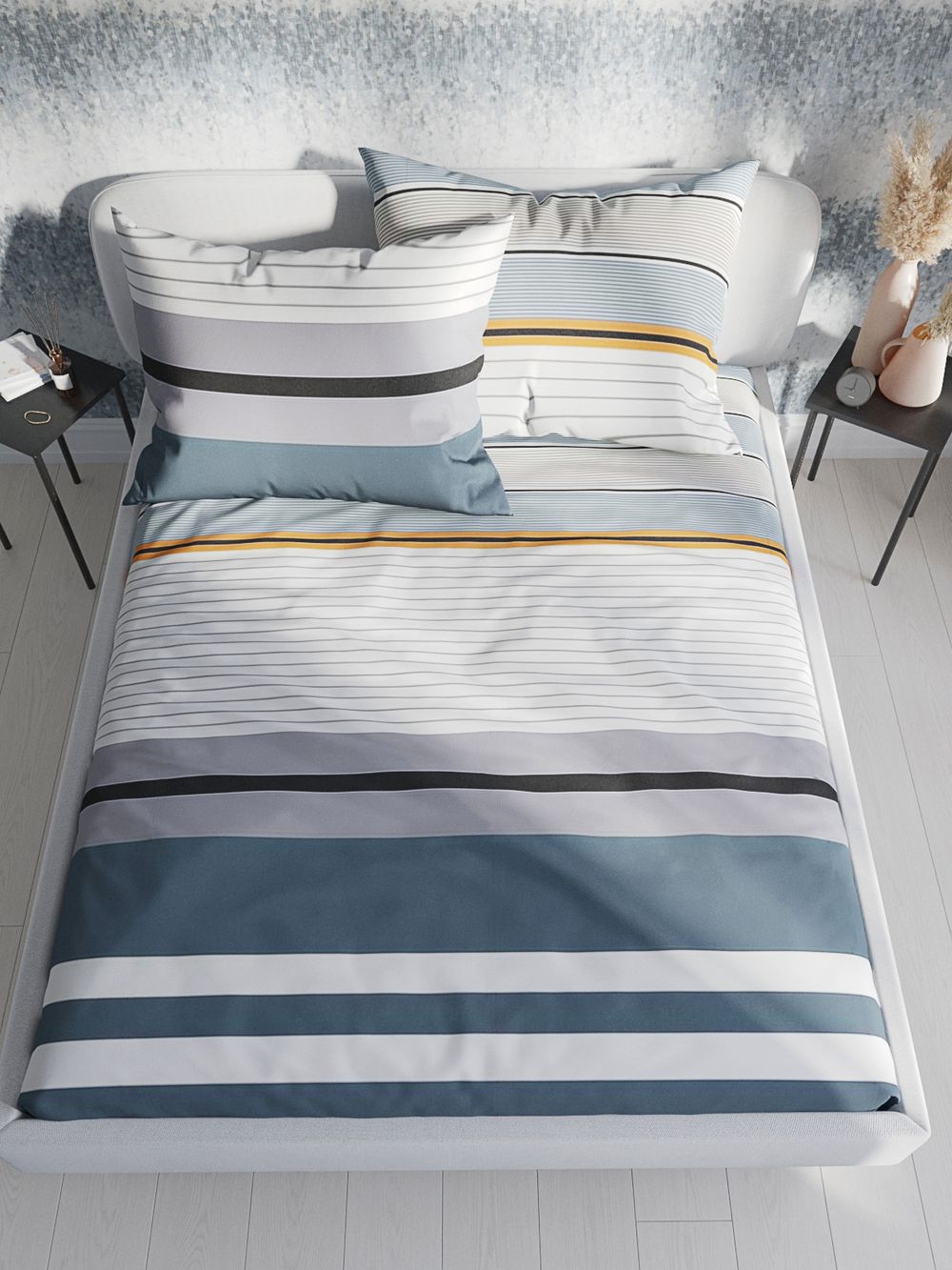 Постельное белье сатин Milky Garden "Alaska" 1,5-сп Наволочка 70х70 см 1 шт Простынь 150x215 см Пододеяльник 145x215 см