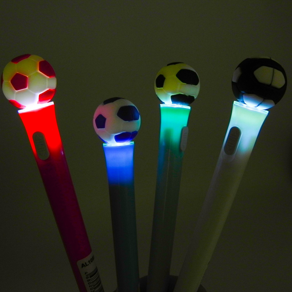 Ручка шариковая Alingar, " Футбол ", 0,7 мм, синяя, с подсветкой, круглый, цветной, пластиковый корпус, карт. уп.