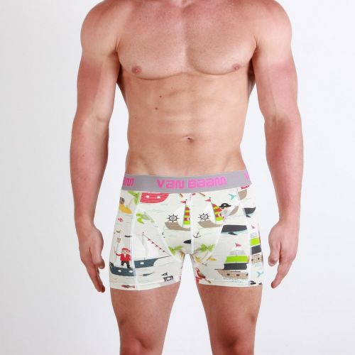 Мужские трусы боксеры желтые Van Baam Funny Yellow с корабликом 27191