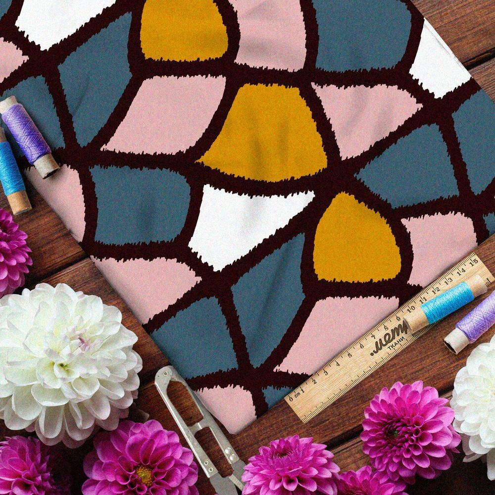 Ткань шелк Армани ненасыщенный крупный витраж