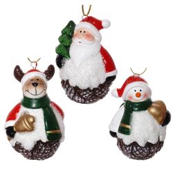 GAEM Украшение новогоднее "Снеговик/Олень/Санта", L6 W6 H8,5 см, 3в.