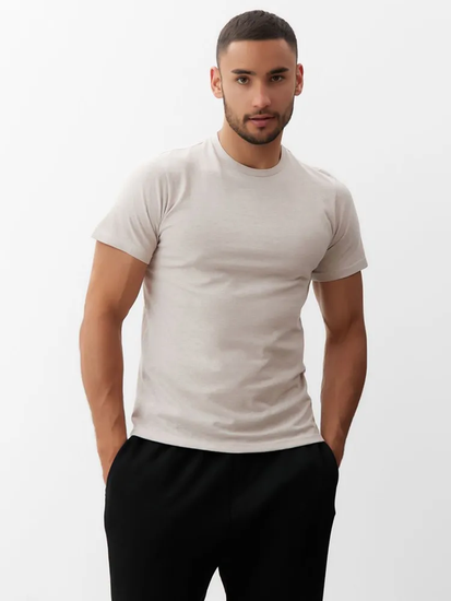 Купить футболку мужскую из хлопка цвет  белый