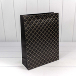 Пакет подарочный 31х42х12см Фигуры и узоры "Ромб" (Черный)