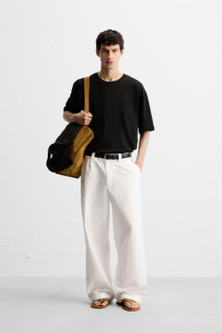 ZARA ФУТБОЛКА С КОНТРАСТНОЙ ВЫШИВКОЙ, ЧЕРНЫЙ