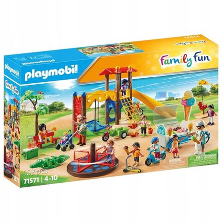 Конструктор Playmobil Family Fun - Большая игровая площадка - карусель, горка, велосипед - Плеймобиль 71571