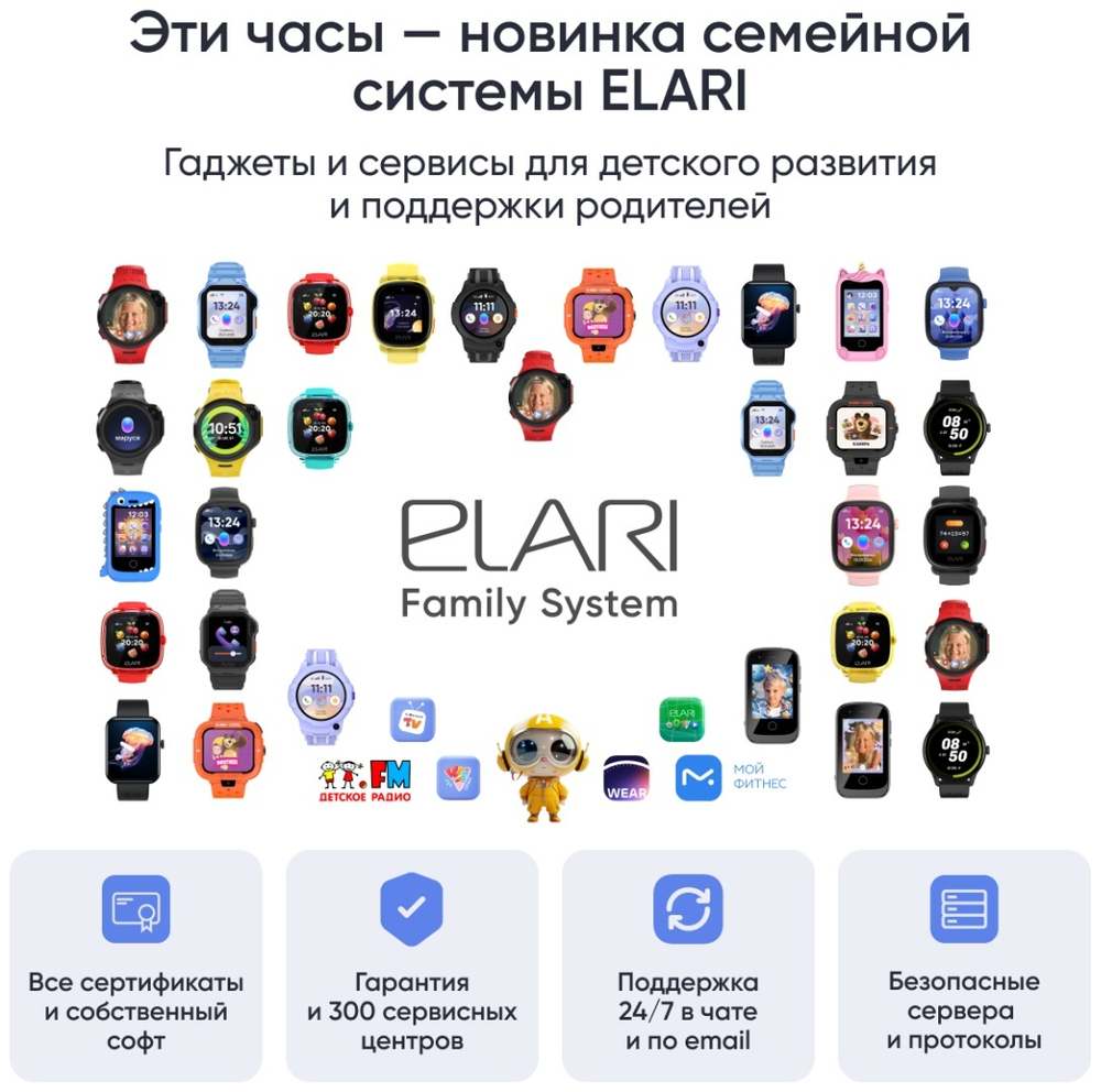 Смарт-часы Elari KidGram Watch 48 мм синий