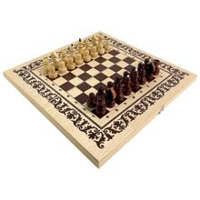 Шахматы + Шашки + Нарды "Кировские" (Россия, дерево, 40х20,5х5 см)