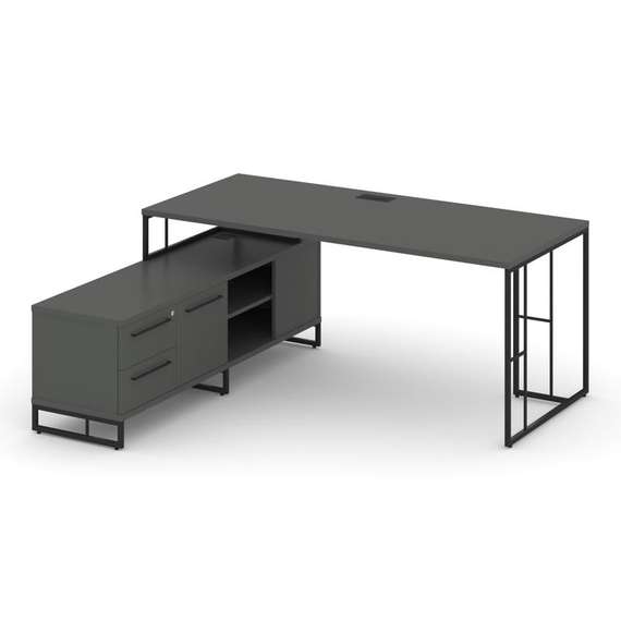 Rift Direct Стол руководителя на опорной тумбой RF.SRT-24 (L) Антрацит NEW/Металл Черный/Черный Ручк