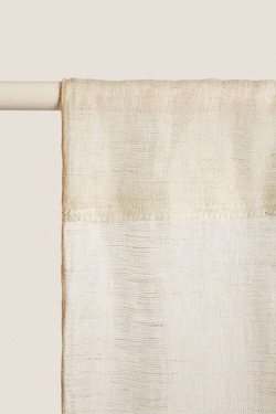 ZARA HOME XL ЛЬНЯНАЯ ЗАНАВЕСКА, СВЕТЛО-БЕЖЕВЫЙ