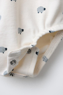 ZARA НАБОР БОДИ И ПОЛЗУНКОВ «ОВЕЧКИ», ЭКРЮ