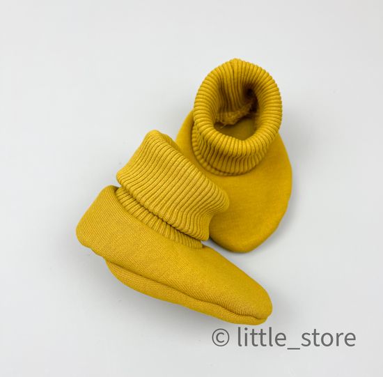 Пинетки "Simple" из футера с начесом, Горчица