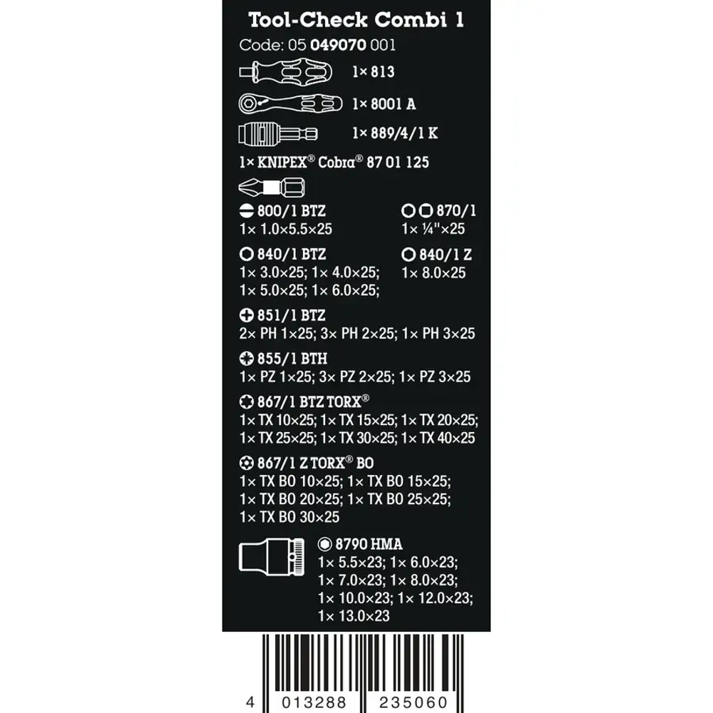 Набор насадок Tool-Check Combi 1 WERA 05049070001