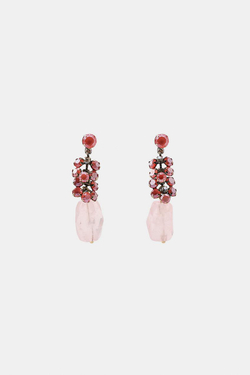 ZARA СЕРЬГИ СО СТРАЗАМИ И КАМНЕМ, РОЗОВЫЙ