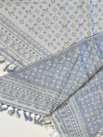 Купон шелк со льном Louis Vuitton голубой с дизайнерским принтом