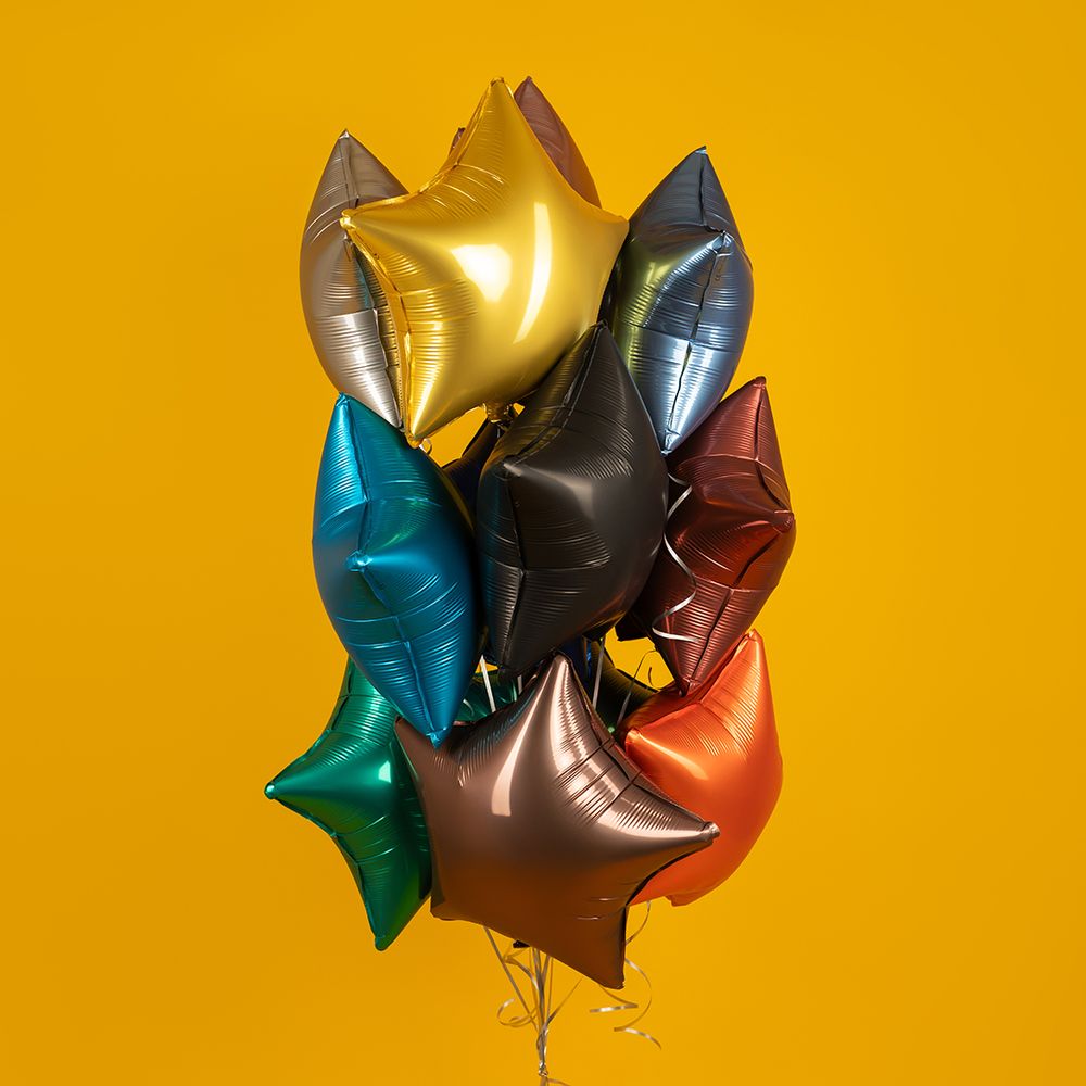 Шар (18''/46 см) Звезда, Стальной синий, Сатин, 1 шт.